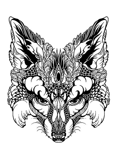 adult coloring fox